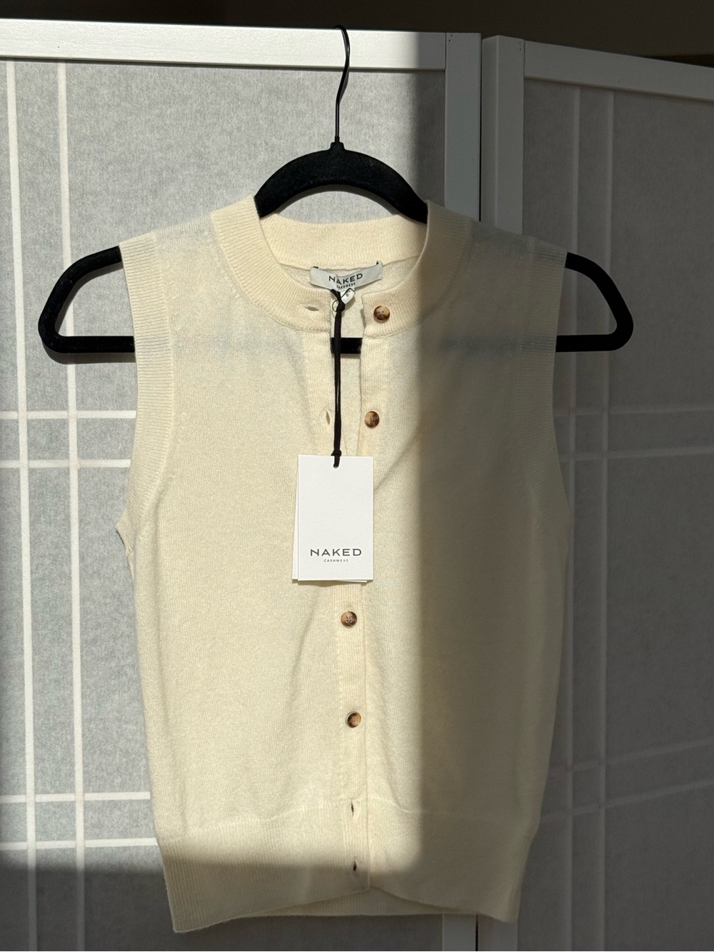 NWT NakedCashmere sleeveless button up sweater vest in ecru